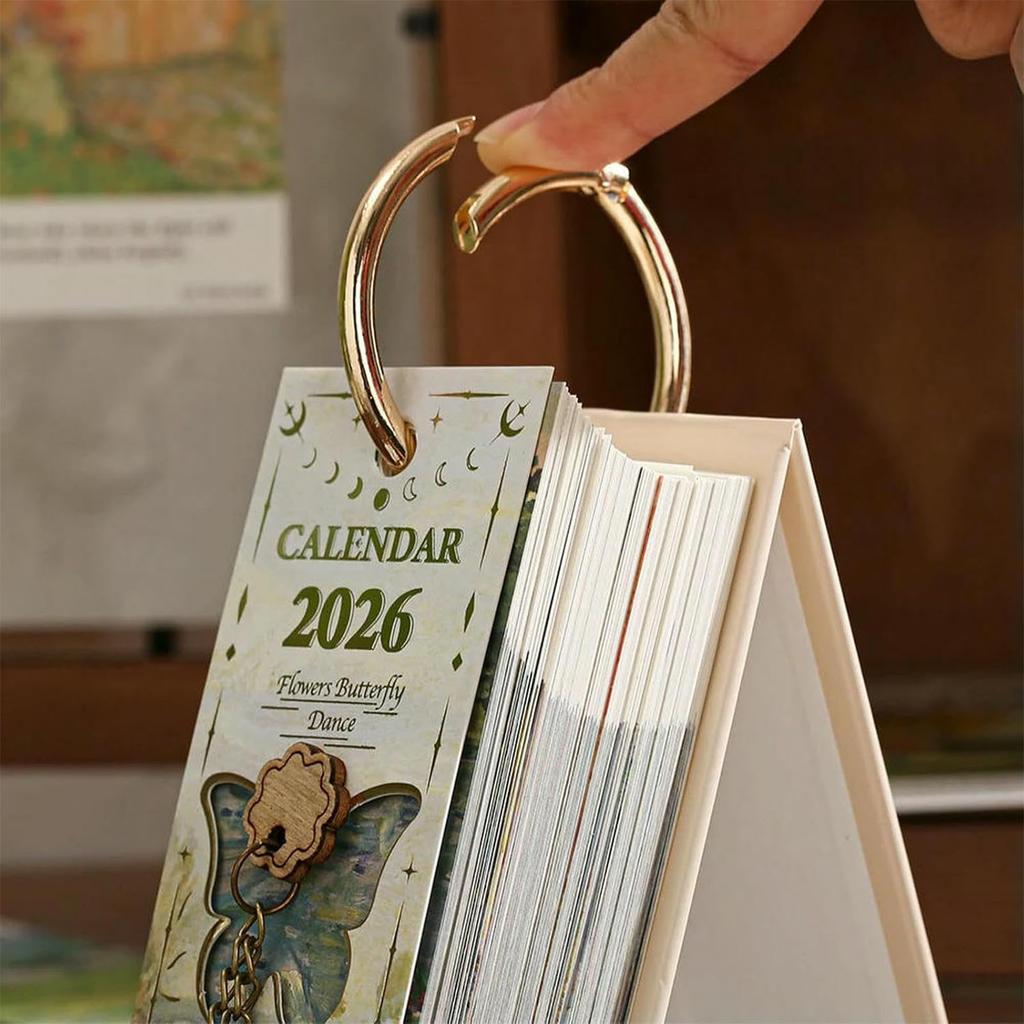 Настольный календарь-стенд с золотым кольцевым переплетом, календарь-планировщик с вдохновляющими цитатами в стиле масляной живописи