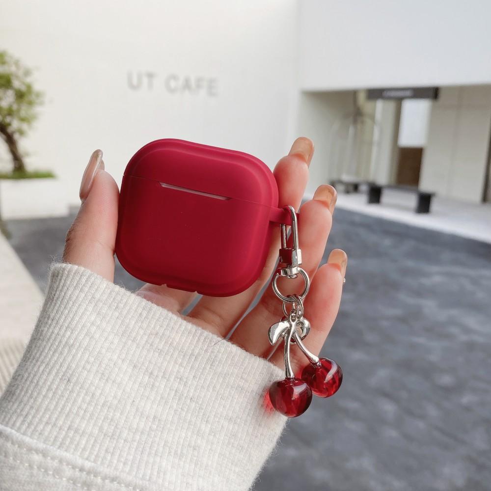 Силиконовый чехол для Airpods 4 3 Pro 2 1 Защитный рукав с 3D-подвеской-вишней Чехлы для беспроводных наушников для Apple Airpods Pro2