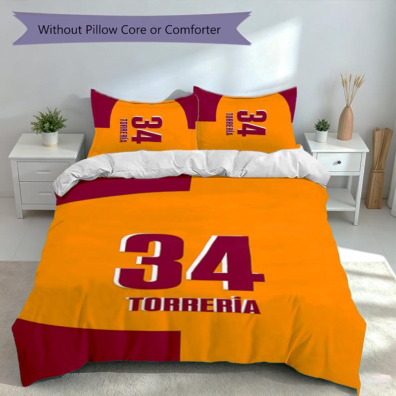 3pcs Football digital jersey Duvet Cover Set, Includes 1 Duvet Cover and 2 Pillowcases,Skin-Friendly&Comfortable Fabric,Suitable Bedding Sets