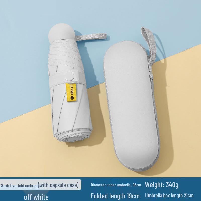 Женский мини-зонт двойного назначения: Компактный пятисложенный дизайн, Утолщенная ткань, Черный клей для защиты от УФ-лучей, Возможность нанесения логотипа на заказ