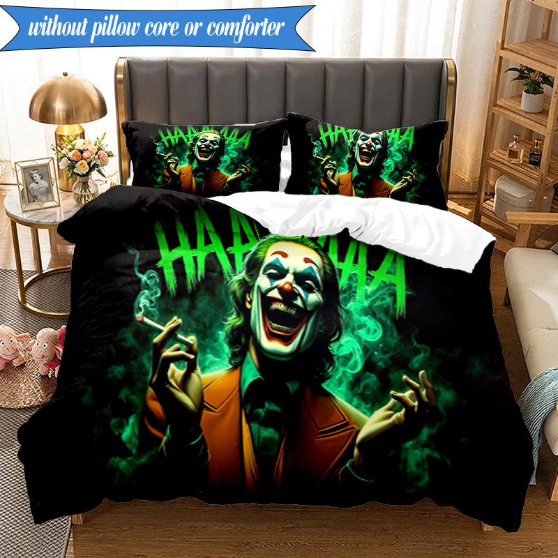 3PCS Clown Printed Bedding Set For Bedroom dormitory, Includes 1 Duvet Cover & 2 Pillowcases for All Seasons Home Decor Fan gifts