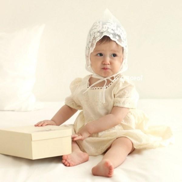 Кружевной чепчик Woojuai Toddler's Rosley, 20 х 19 см, белый, Популярная детская одежда в Корее