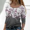 Женские осенние топы, свободные кошки, красивый цветочный принт, повседневная футболка с длинными рукавами, топ, блузка