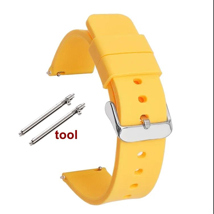 12/14/16mm 18mm 20mm 22mm 24mm Quick Release Silicone Strap Waterproof Rubber Wristband for Huawei GT2/GT3 Smart Watch Bracelet