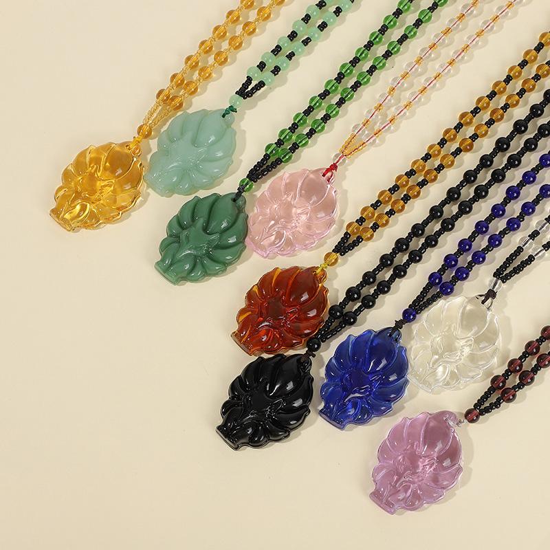 1 шт. Подвеска в виде лисы, модное ювелирное украшение, ожерелье на удачу, универсальная ручная работа, цепочка для свитера, стекло