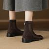 Krazing Po Microfiber Winter Round Toe Size 33 Chelsea Boots Size 43 Zipper Low Heels Vintage Ankle Boots