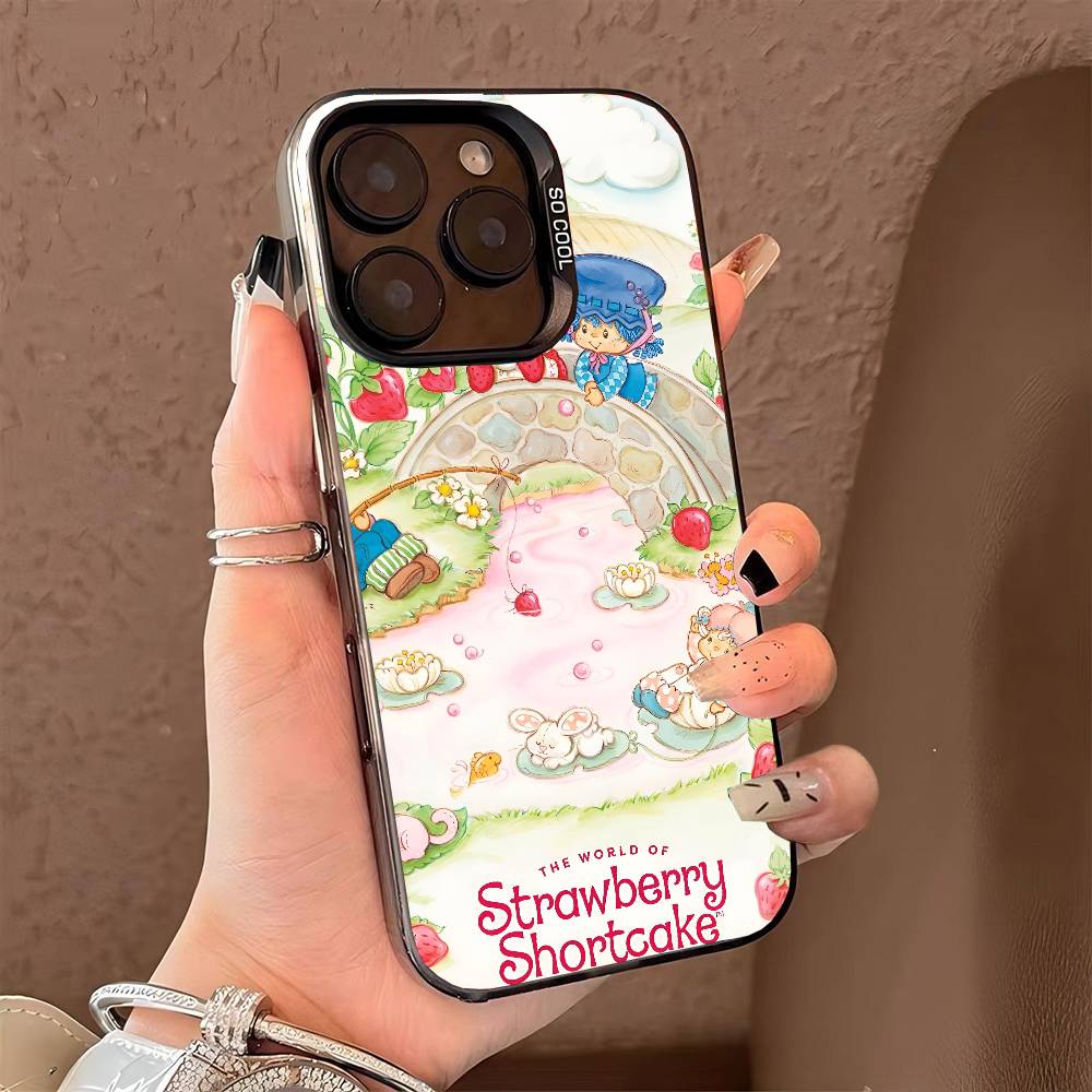 Чехол для телефона Клубничный Ш-Шорткейк для iPhone 17 17Air 16 15 14 13 12 11 Pro Max Plus Цветной Серебристый