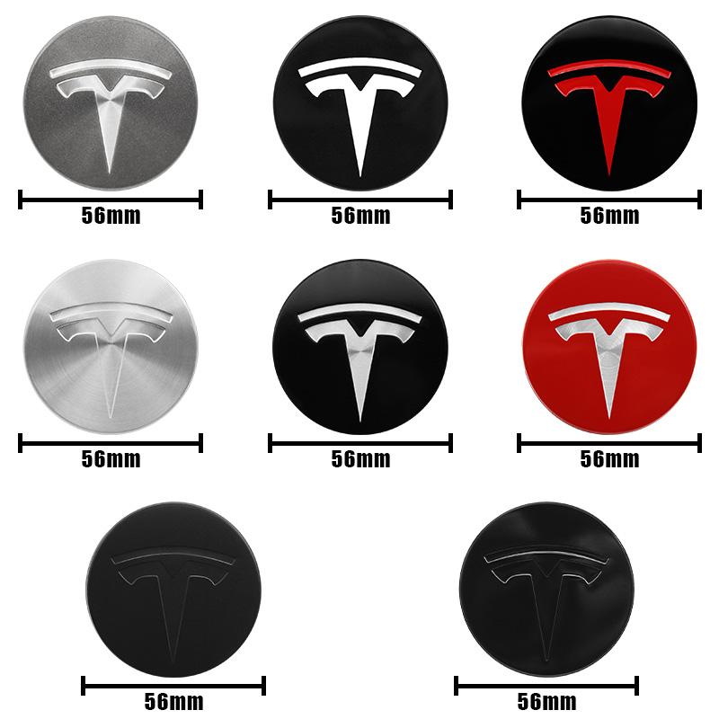 4Pcs Black Silver 56mm Car Wheel Center Caps Hub Cover For Tesla Model 3/Y/S/X Tesla Logo Hub Caps Wheel Hub Covers Accessories