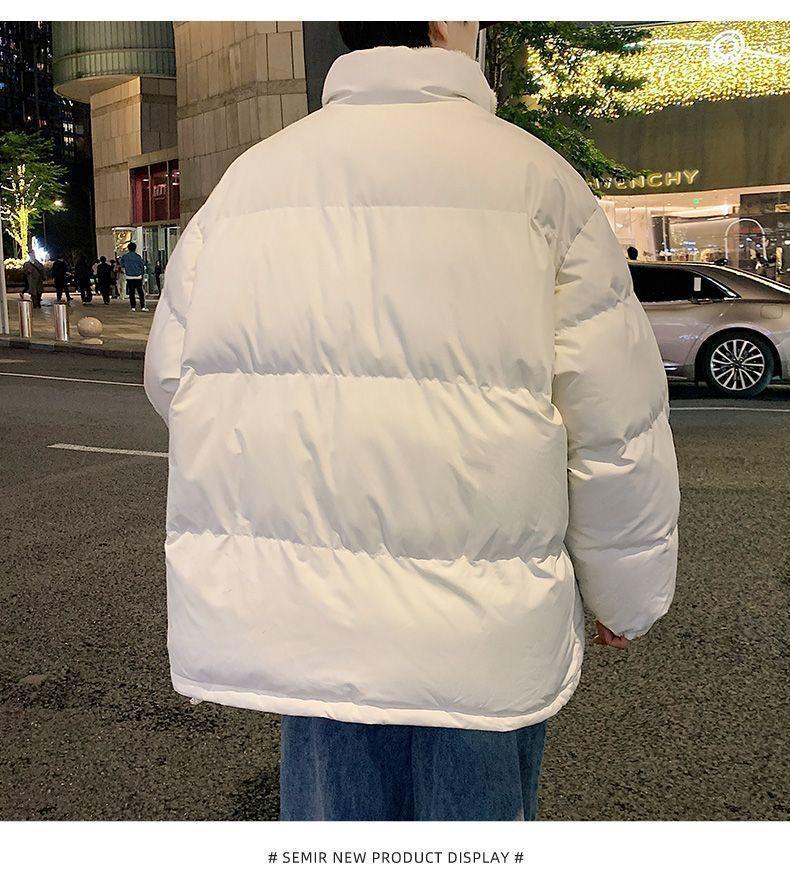 Men's Winter Thickened Cotton-Padded Jacket - Fashionable Loose Fit, Stand-Up Collar, Warm Bread Style