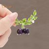 Blueberry Shape Brooch Pin with Leaf Decor Enamel Fruit Corsage Suit Lapel Pin Clothes Decoration Accessory