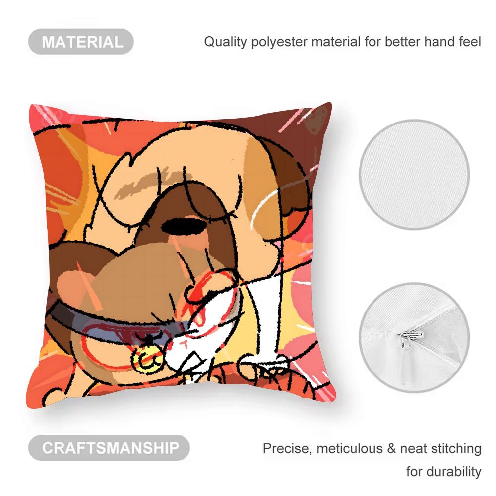 Cute Cat And Dog Cushion Cover Anti-dustmite Pillowcase Invisible Zipper Silky Short Plush Sofa Cushion Cover