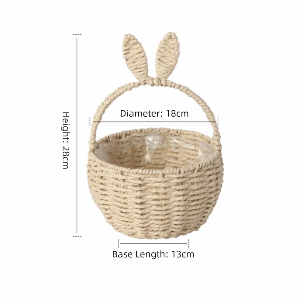 Cartoon Rabbit Ear Storage Basket Multifunctional Hand Woven Basket Easter Festival Gift