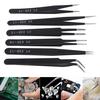 6pcs/set Stainless Steel Tweezers 1.0MM Anti-static Fix Repair Tool Kit for Electronics Jewelry
