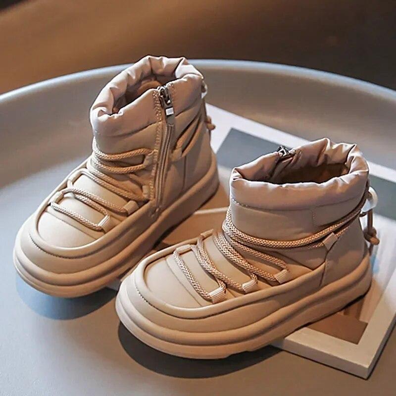 Детские ботинки, модная повседневная зимняя плюшевая теплая обувь для девочек и мальчиков, обувь с мягкой подошвой, детские кроссовки, детская спортивная зимняя обувь