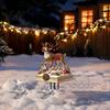 Durable Acrylic Garden Sign Christmas Reindeer Stake Snowy Cottage Yard 2D Flat Landscaping Accents Outdoor Ornament for Lawn Flower Bed Holiday