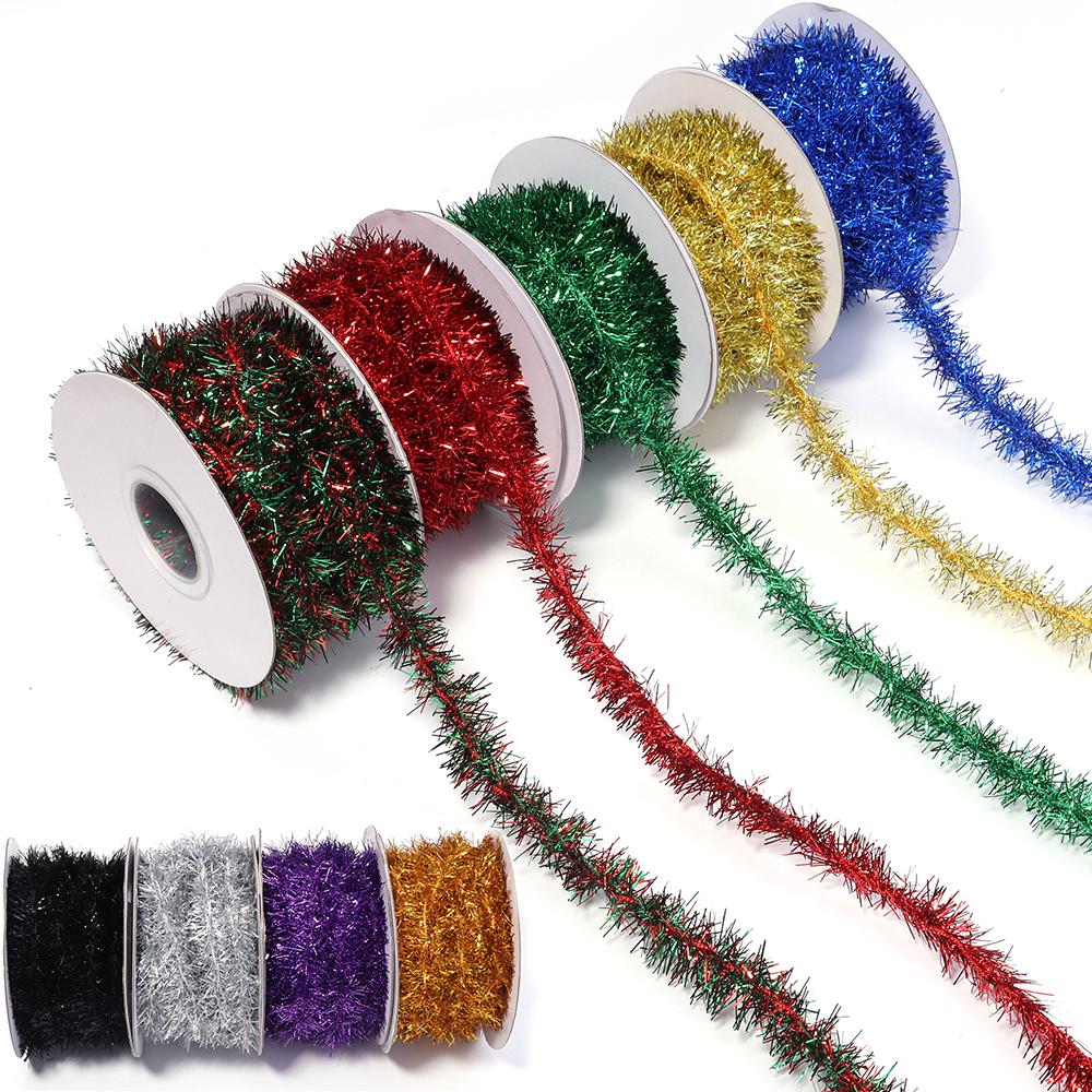 10Yards Gold Silver Wire Garland Tinsel Hanging Rattan Christmas Tree Decoration Xmas Wedding Birthday Party Colorful Ribbon 7