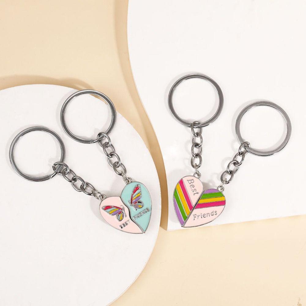 1 пара магнитных брелоков в форме сердца для лучших подруг, подвесные украшения, подходящие брелки в форме сердца для сестер
