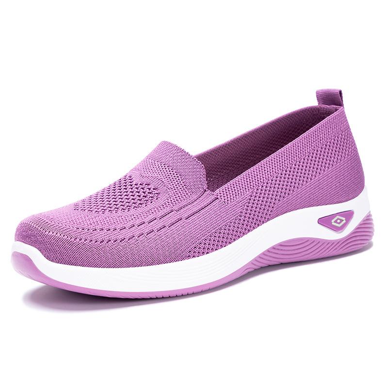 Женские туфли на плоской подошве Slip On Go Walk Shoes для женщин Удобные кроссовки для ходьбы Повседневная обувь из пеноматериала с эффектом памяти Вязаные балетки на низкой танкетке Легкие мокасины
