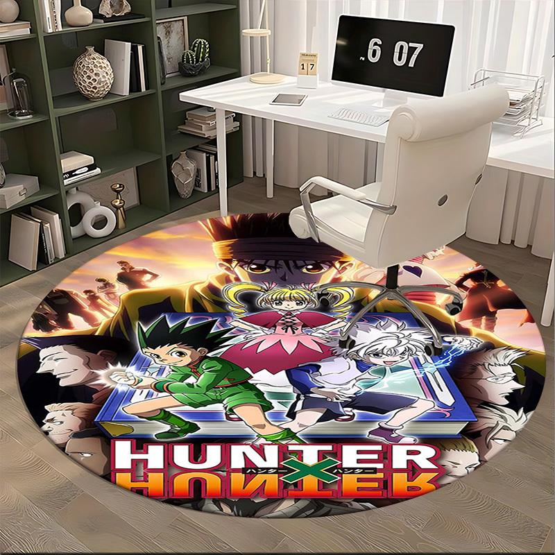 1 шт. Ковер Круглый с Дизайном из Аниме Hunter x Hunter, Коврик под Офисное Кресло, Нескользящий Ковер для Домашнего Декора, Гостиной, Спальни