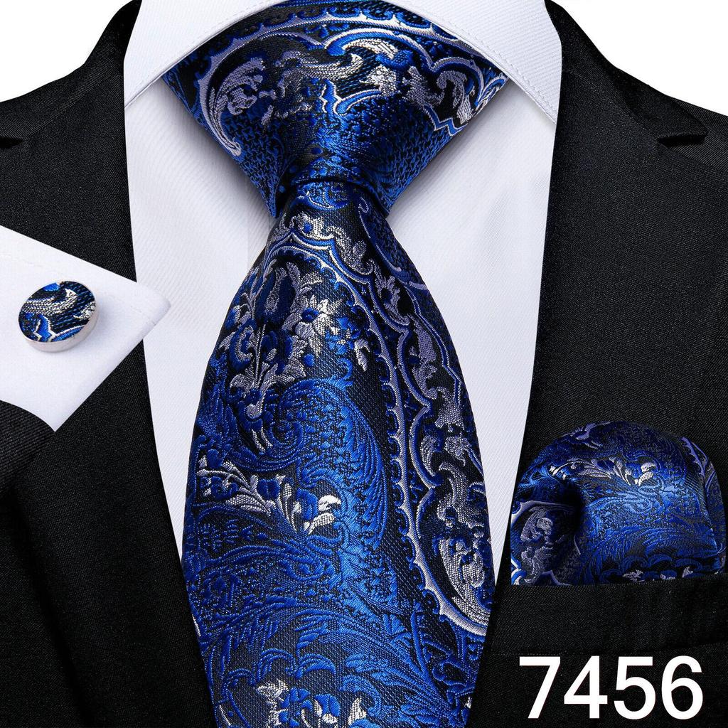 Мужской набор: Шёлковый галстук, карманный платок и запонки