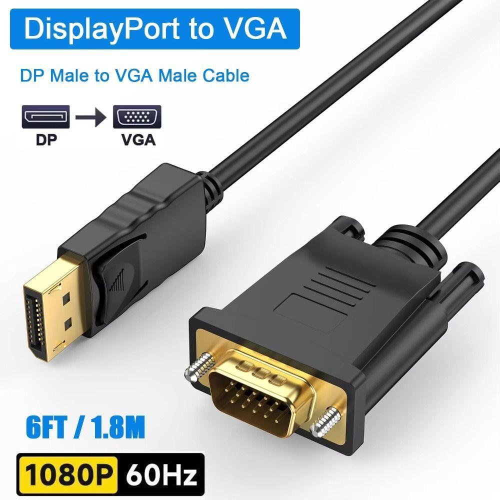 Кабель-удлинитель DP на VGA, штекер-штекер, адаптер DisplayPort на VGA, 24+1 контакт, преобразование 1080P, HD видеокабель