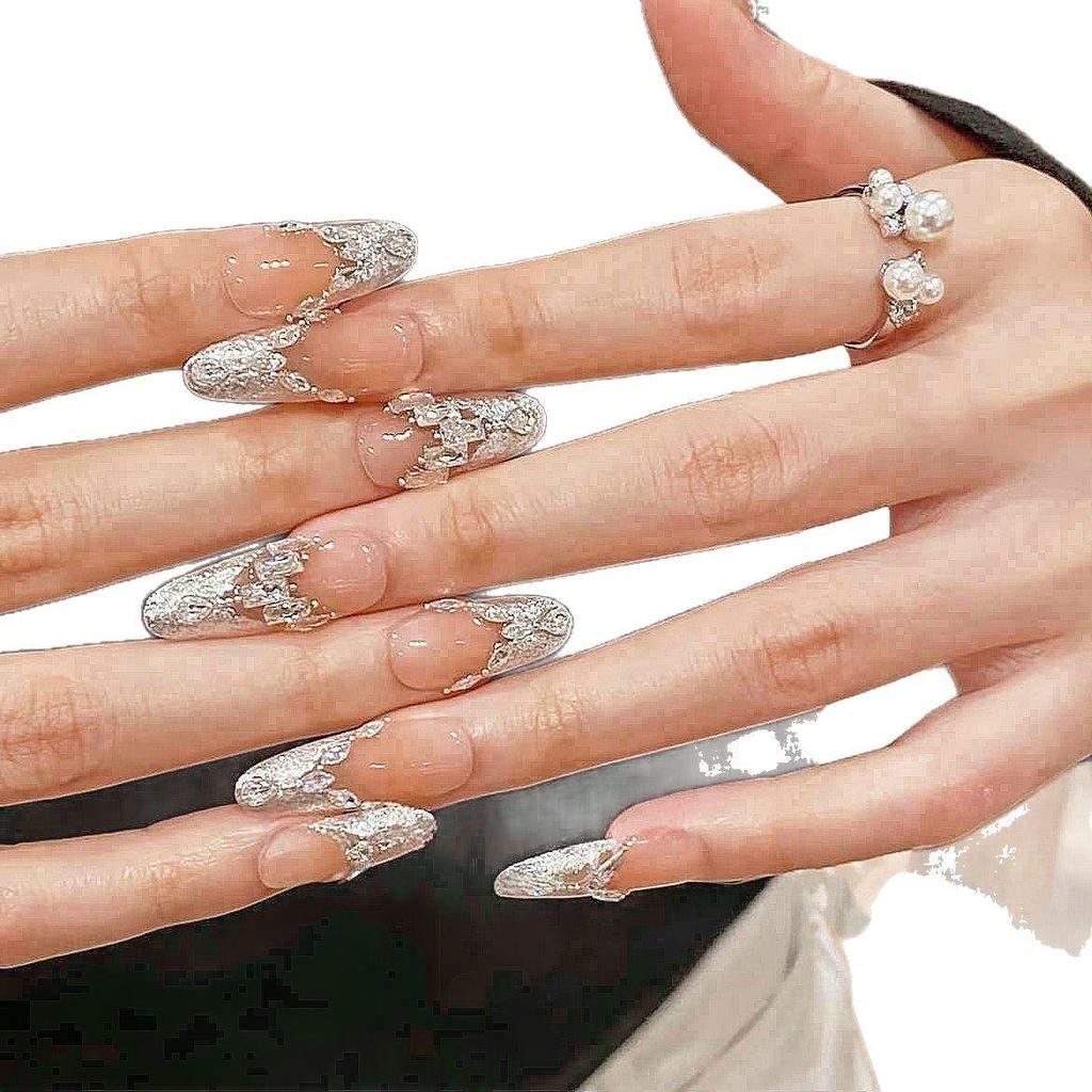 Goddess Crown Exquisite Bling Fingertip Nails with Small Diamonds