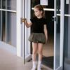Летняя клетчатая мини-юбка в ретро-стиле с высокой талией и пышной юбкой для девочек-подростков и детей, милая короткая юбка-пузырь для школьников