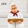 Kitchen Countertop Decor Chef Figurine, Resin Table Decoration, Funny Statue with Figurine Seasoning Bottle/Bottle Opener/Message Board for Shelf Home