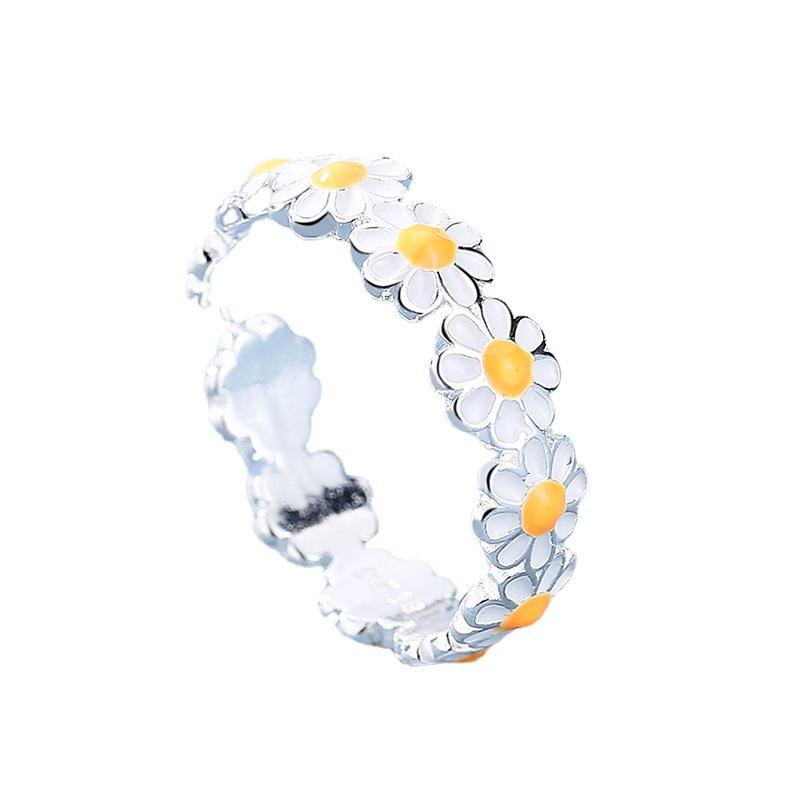 Rings For Women Daisy Flower Open Adjustable Rings Trendy Korean Style Sweet Cute Finger Ring Jewelry Gift