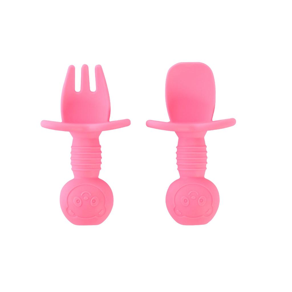 Beginner Silicone Cutlery Set Toddler Spoons Self Feeding 6+Months, Baby Led Weaning Supplies, Easy Grip Toddler Utensils, Baby Feeding