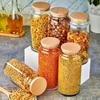 1.3 Lt Glass Jar with Wooden Vacuum Lid Set of 6 Storage Container1300 Ml