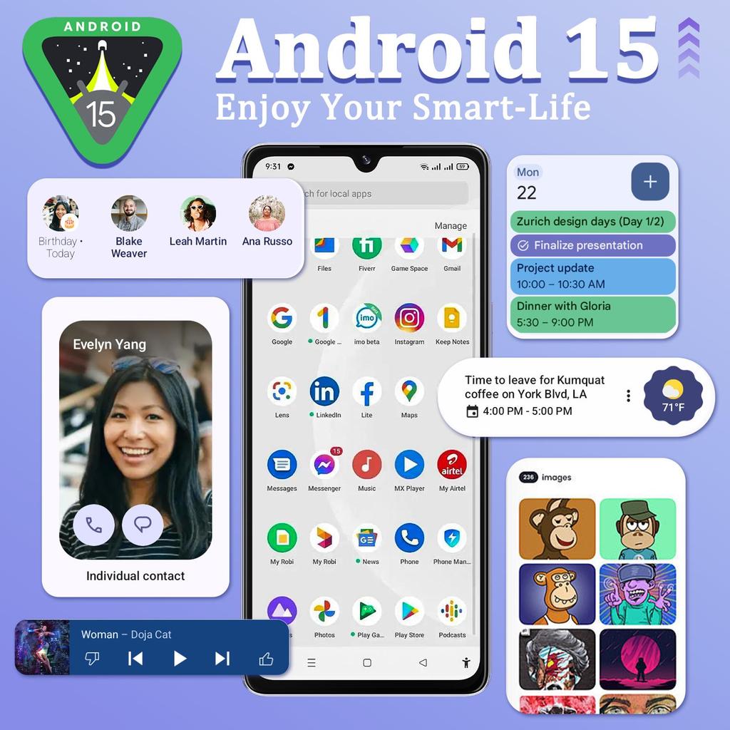 Смартфон CUBOT P90 Android 15, 24 ГБ ОЗУ + 256 ГБ ПЗУ, 6,88-дюймовый HD+ дисплей 120 Гц, 1,72-дюймовый задний сенсорный экран, 64 Мп + 16 Мп, 5100 мАч, NFC/Распознавание лица/Отпечаток пальца