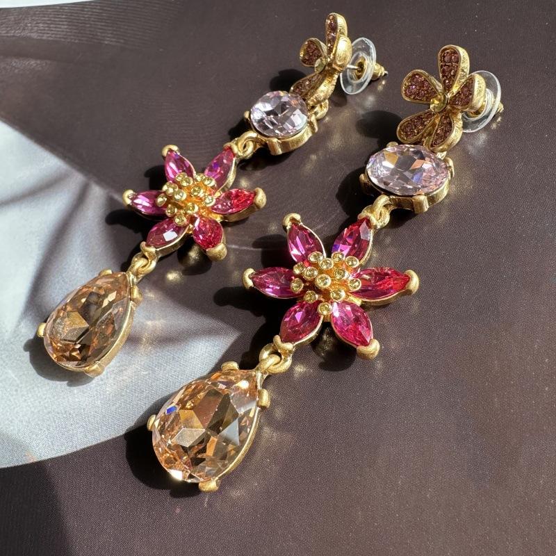 Модная бижутерия Новые элегантные серьги-подвески в виде цветка с кристаллами из граненого стекла в форме капли для женщин, Идеальный аксессуар для вечеринки