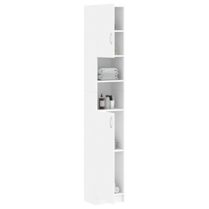 VidaXL Bathroom Cabinet, Storage Unit with Shelf, Tall Bathroom Wall Cabinet for Home Interior, White Wood 802876