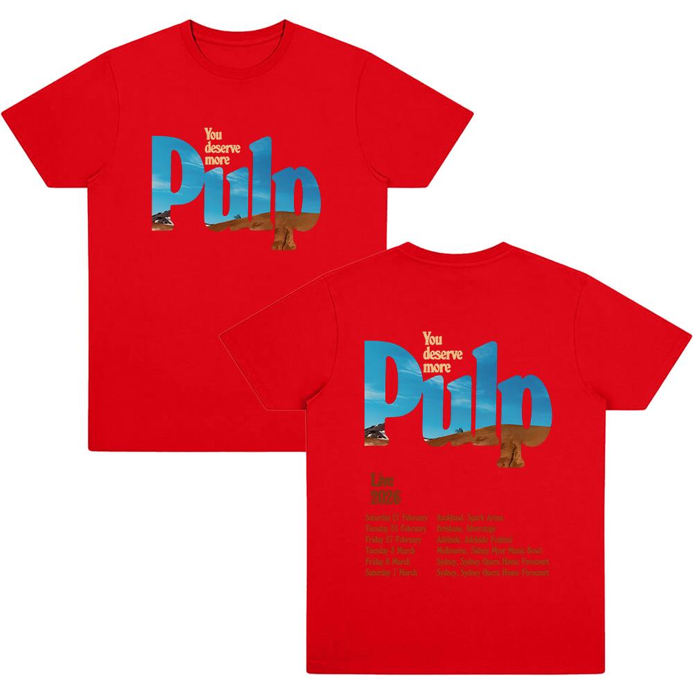 Pulp Band Live 2026 Футболки Рок-группа Печать Футболки Гранж Хип-хоп Унисекс Уличная одежда Хлопок Женщины Мужчины Футболки Высокое Качество Новые
