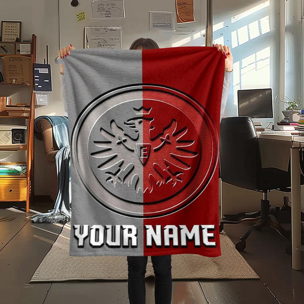 1PC Custom Name Eintracht Frankfurt Patterned Flannel Blanket Suitable For All Seasons for Home Decor Warmth and Comfort Gifts Holiday Present