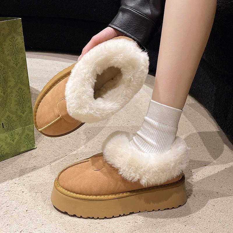 White Thick-soled Fur Integrated Warm Snow Boots Women's Shoes 2025 New Autumn and Winter Plush Thickened Fluffy Shoes