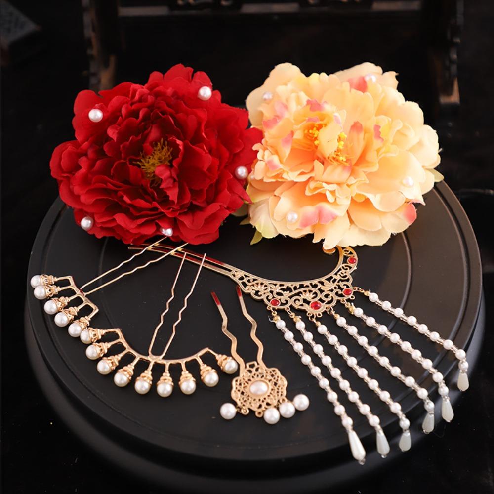 1 Set Chinese Style Tang Dynasty Hairpin Pearl Flower Hair Comb  Cheongsam Accessories