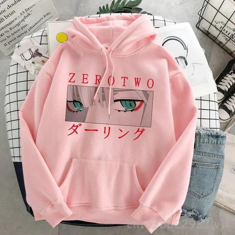 DARLING In The FRANXX Zero Two Толстовка Женская Harajuku Уличная одежда с длинным рукавом Эстетическая толстовка Пуловер Хлопковый свитшот Унисекс Толстовка