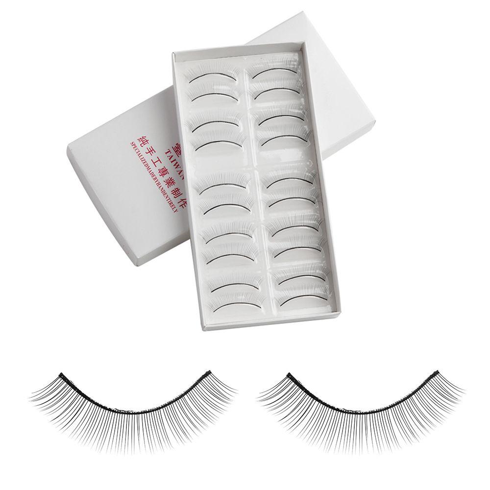 10 Pairs Natural Handmade Soft False Eyelashes Extension Tools Makeup Practice Training Lashes