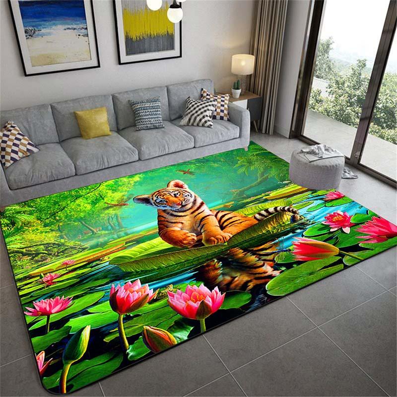 Нескользящие коврики с леопардом, тигром, львом, кошкой, большие коврики, коврики для гостиной, удобный ковер, мягкий напольный коврик, коврики для спальни