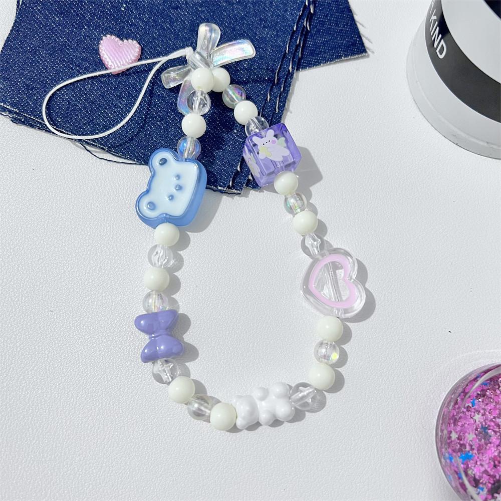 Мультяшный жемчужный бантик, шнурок для телефона, защита от потери, съемный, брелок для телефона в виде сердечка, бабочки, цепочка для телефона, ремешок на запястье