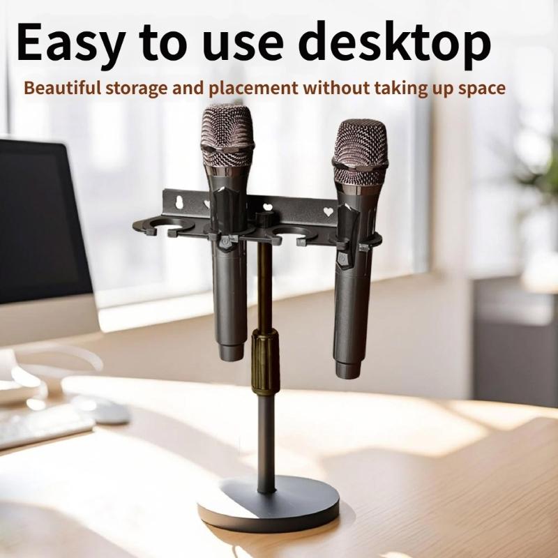 Shockproof Wall Mount Holder for Various Models Microphones Storage Organizers Holds 2/4/6/8 Microphone for Mic Stand