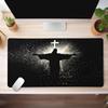 Black Mousepad Jesus & Cross Mouse Pad Large Desk Accessories Desk Pad Office Rubber Non-Slip Mousemat PC Cabinet Deskmat Carpet