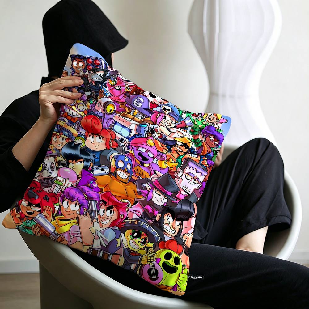 Strategy game BBRAWL STARS Cushion Cover Pillowcase Upholstery Sofa Throw Pillow Home Decor Pillowcas
