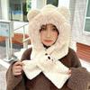 Cartoon 2 in 1 Plush Scarf Warm Winter Neckerchief Cute Bear Ear Hat  Ski