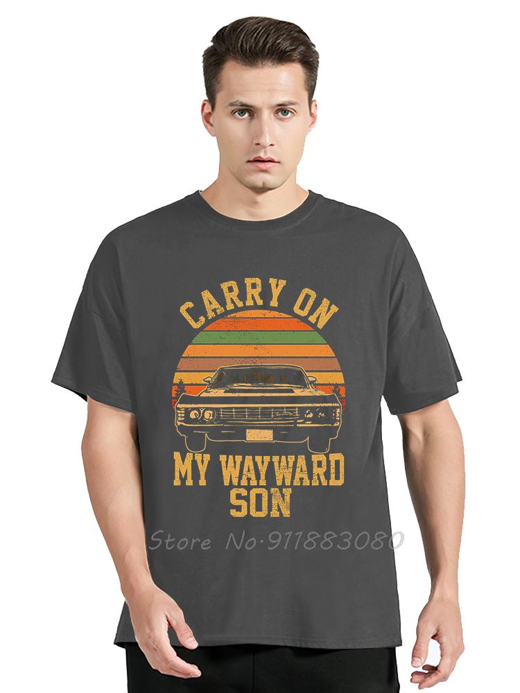 Carry On My Wayward Son Vintage Supernatural Oversized Tshirt Aesthetic Fitness T Shirt Unisexs Clothing Retro Cotton Tshirt