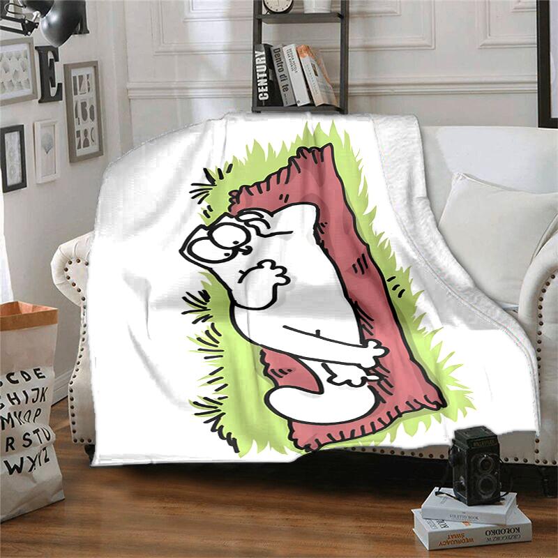 Simon's cat Flannel Blanket Soft Warm All-Season Throw, Design for Camping, Car Travel, Hiking Sofa, Bed, Office Perfect Gift for Parties