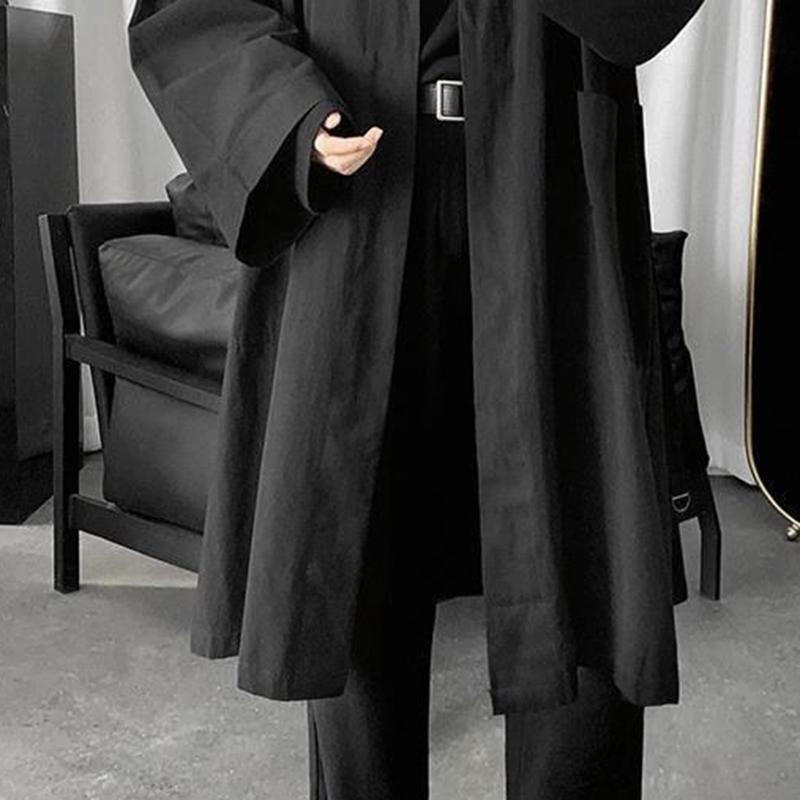 Весенне-осенний Тренч средней длины, мужское универсальное свободное пальто, индивидуальная куртка до колена в гонконгском стиле