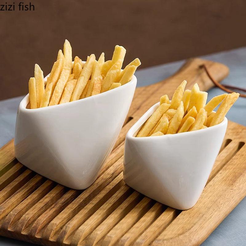 Однотонная нестандартная керамическая миска для картофеля фри, миска для десерта, миска для закусок, миски для приправ, креативная посуда для молекулярной кухни